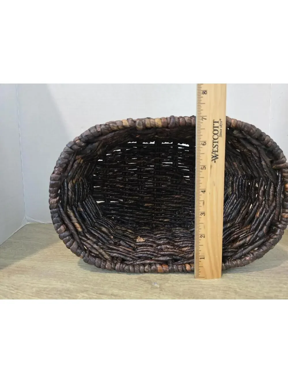 Vtg Woven Rattan Oval Storage/ Plant Basket 11